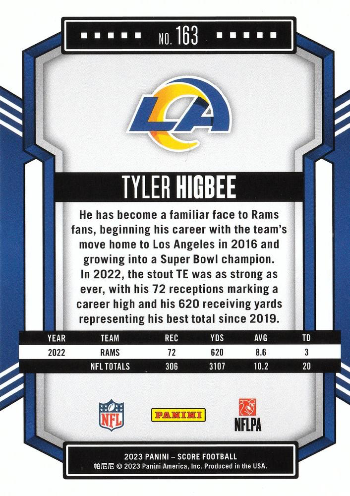 2023 Panini Score Football Tyler Higbee Los Angeles Rams #163