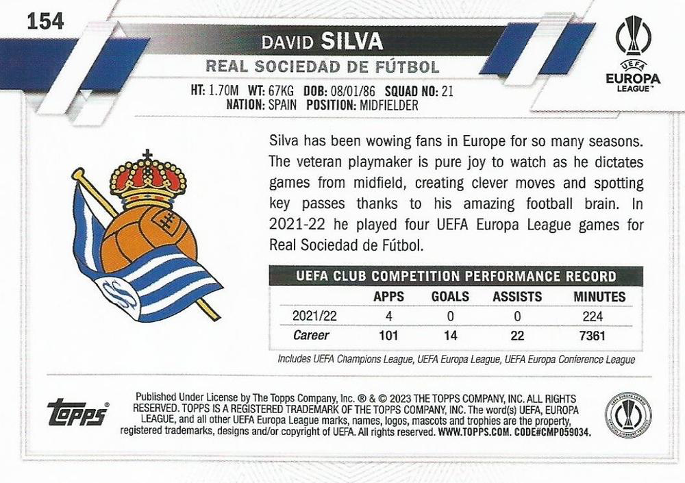 2022 Topps UCC David Silva #154 Real Sociedad