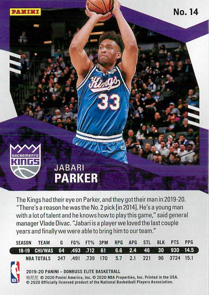 2019 Panini Donruss Elite Jabari Parker #14 Sacramento Kings