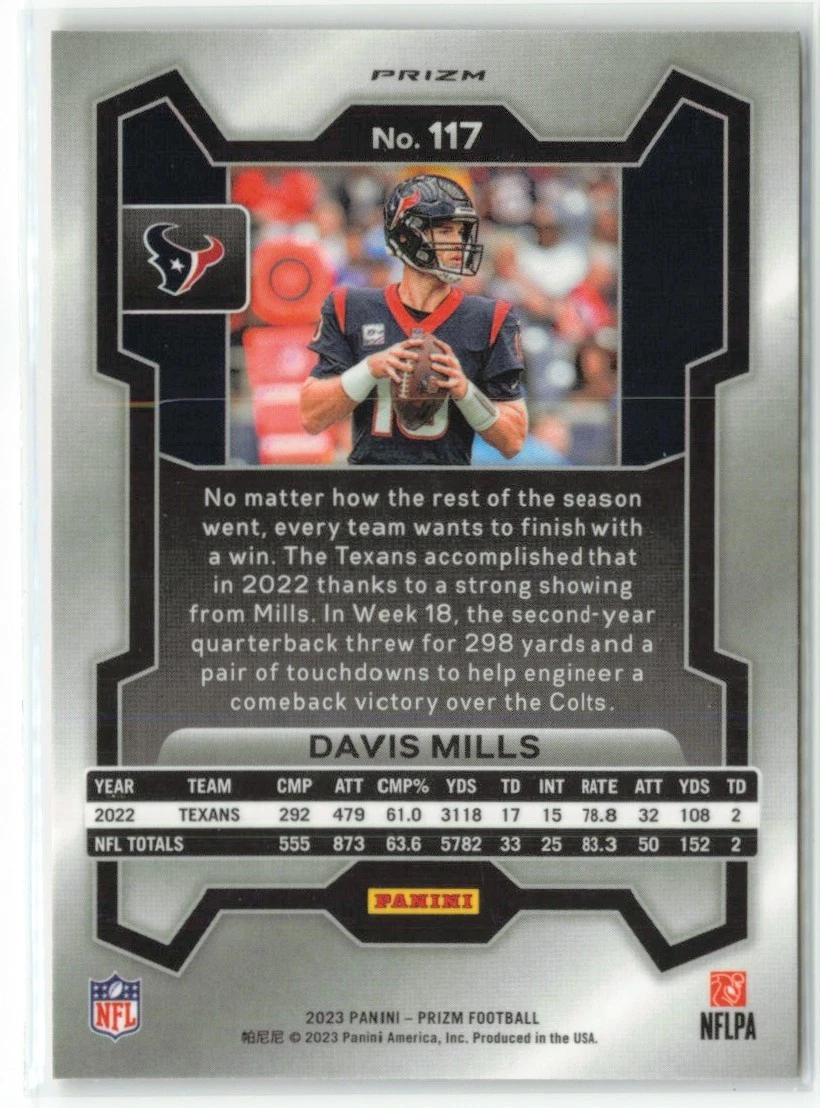 2023 Panini Prizm Lazer Orange Davis Mills Houston Texans #117