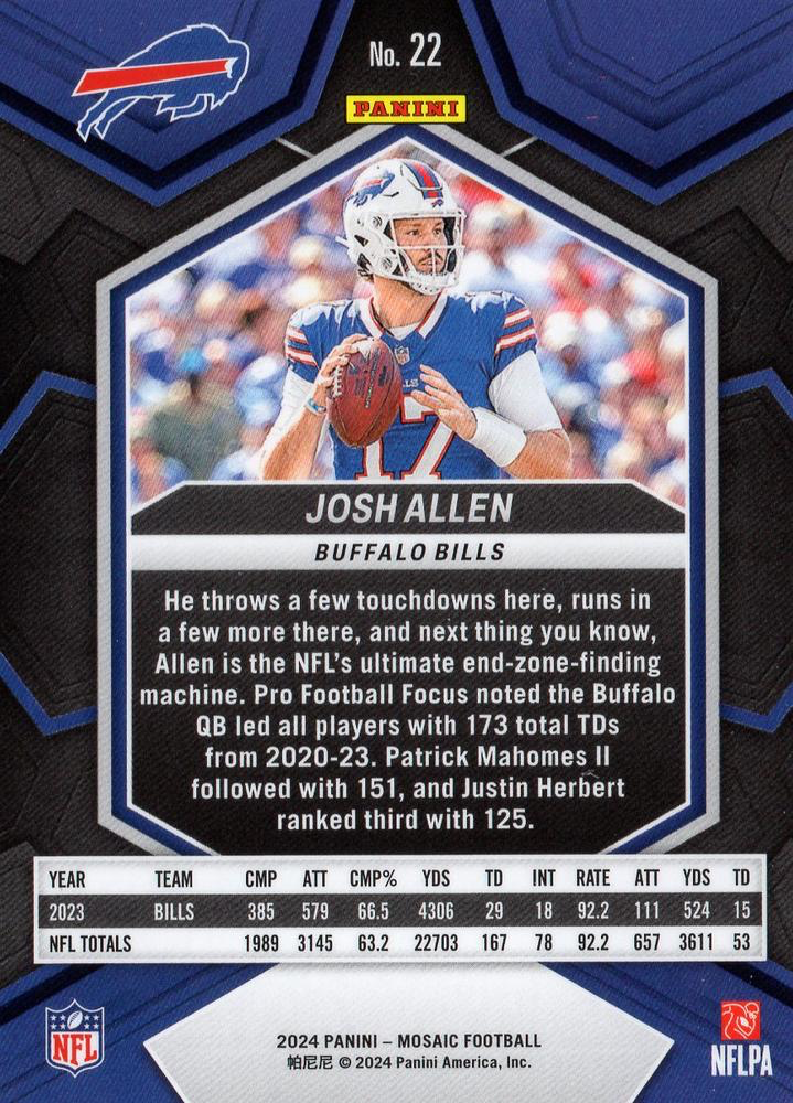 2024 Panini Mosaic Football Josh Allen Buffalo Bills #22