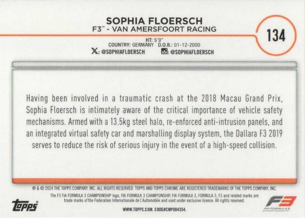 2024 Topps Chrome Formula 1 Sophia Floersch F3C #134 Van Amersfoort Racing