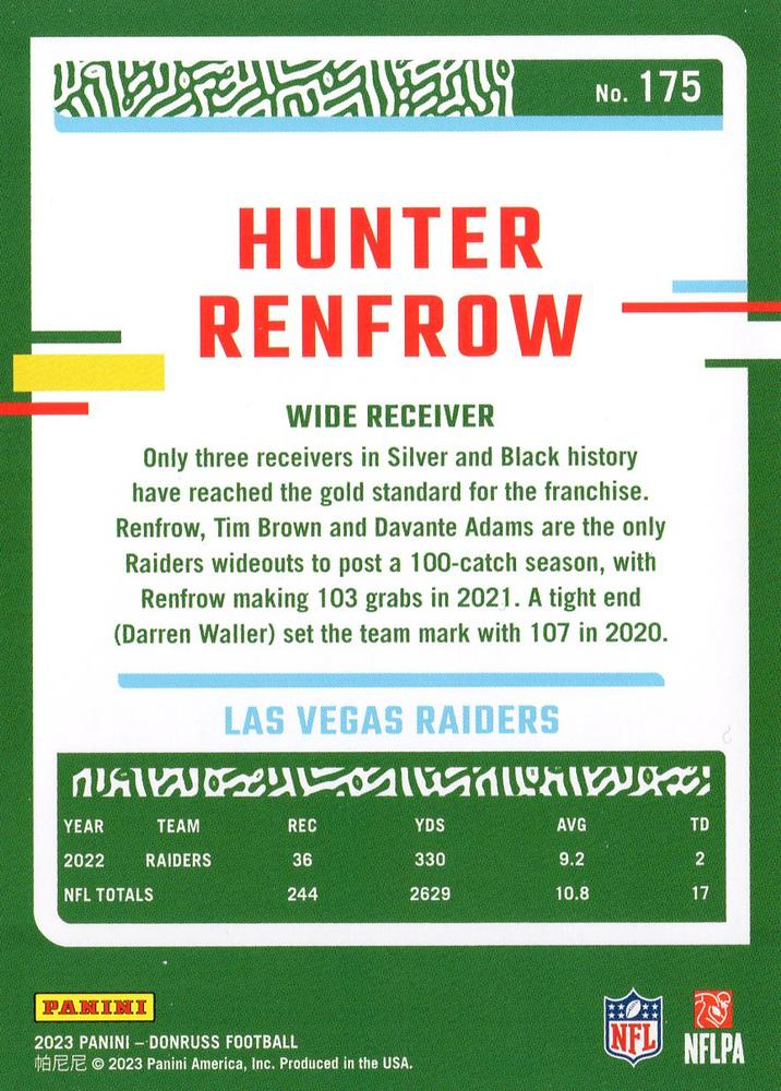 2023 Panini Donruss Hunter Renfrow #175 Las Vegas Raiders