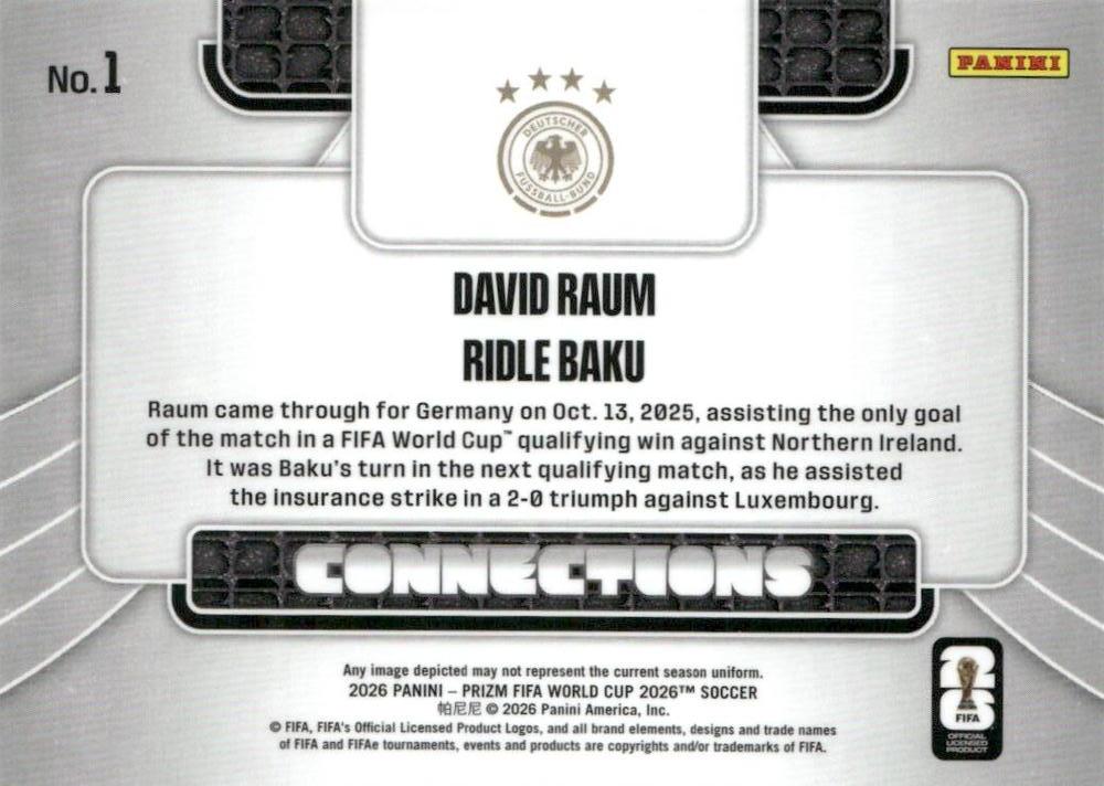 2026 Panini Prizm FIFA World Cup Connections Raum/Baku #1 Allemagne