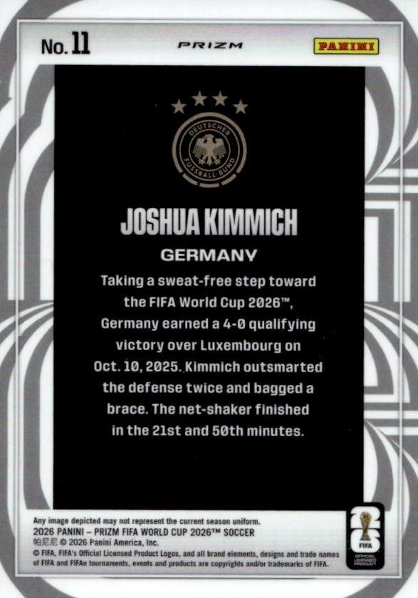 2026 Panini Prizm FIFA World Cup Screamers Silver Joshua Kimmich #11 Allemagne