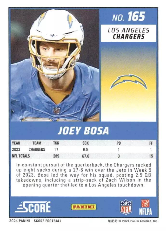 2024 Panini Score Football Joey Bosa Los Angeles Chargers #165