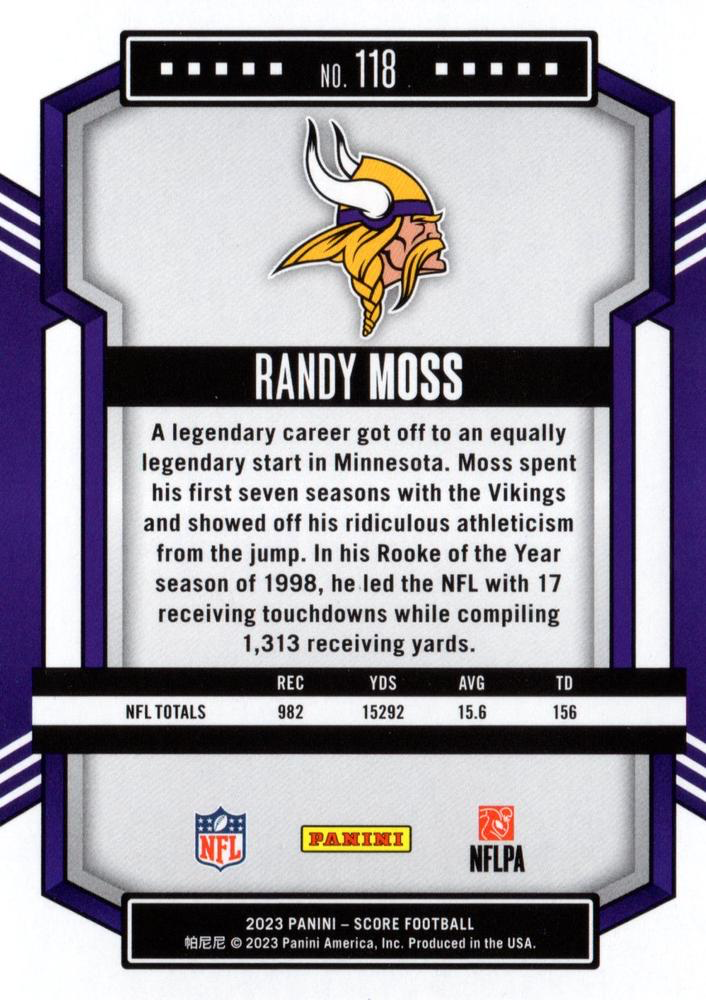 2023 Panini Score Football Randy Moss Minnesota Vikings #118