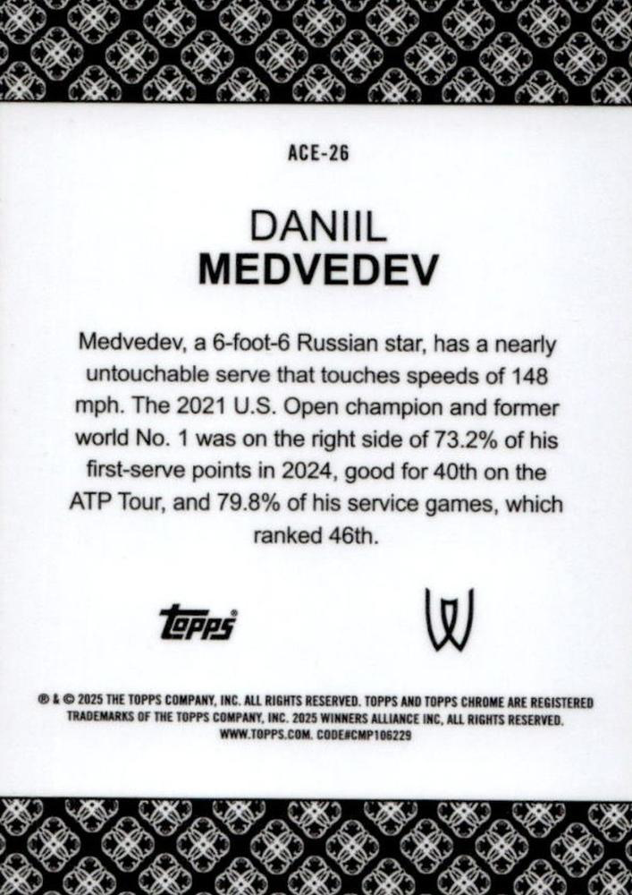 2025 Topps Chrome Tennis Aces Daniil Medvedev #ACE-26