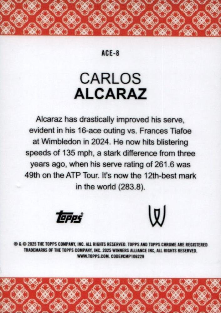 2025 Topps Chrome Tennis Aces Carlos Alcaraz #ACE-8
