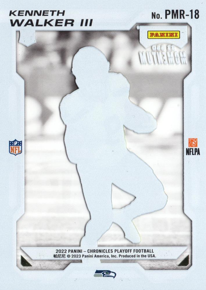 2022 Panini Chronicles Playoff Momentum Rookies RC Kenneth Walker III #PMR-18 Seattle Seahawks