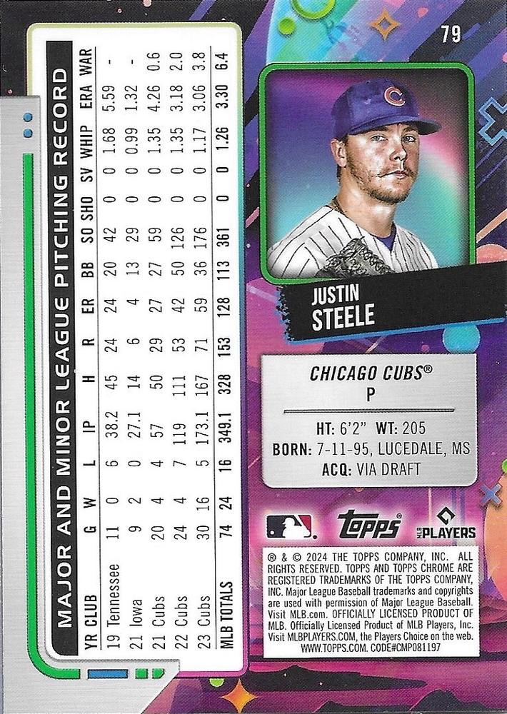 2024 Topps Cosmic Chrome Justin Steele Chicago Cubs #79