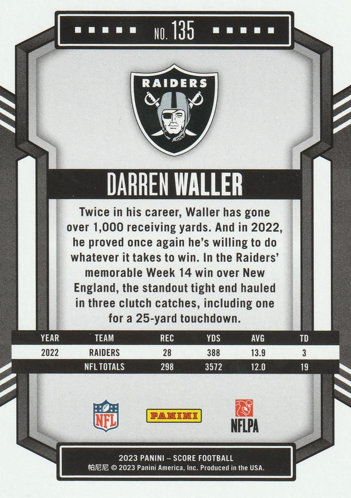 2023 Panini Score Football Darren Waller Las Vegas Raiders #135