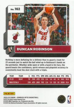 2022 Panini Donruss Optic Duncan Robinson #162 Miami Heat