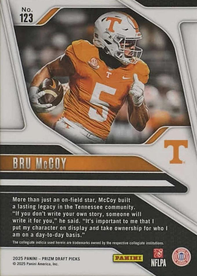 2025 Panini Prizm Draft Picks Bru McCoy #123 Tennessee Volunteers