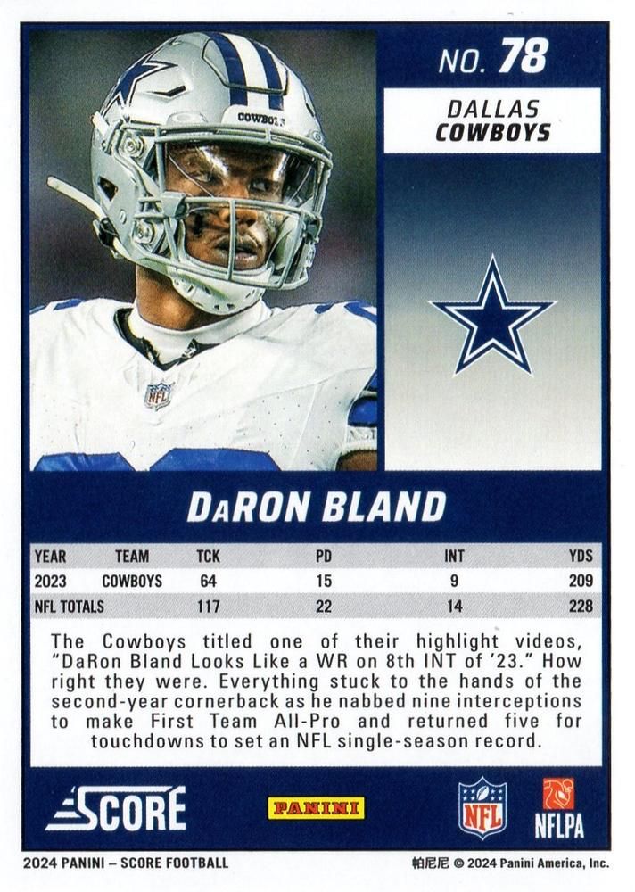 2024 Panini Score Football DaRon Bland Dallas Cowboys #78