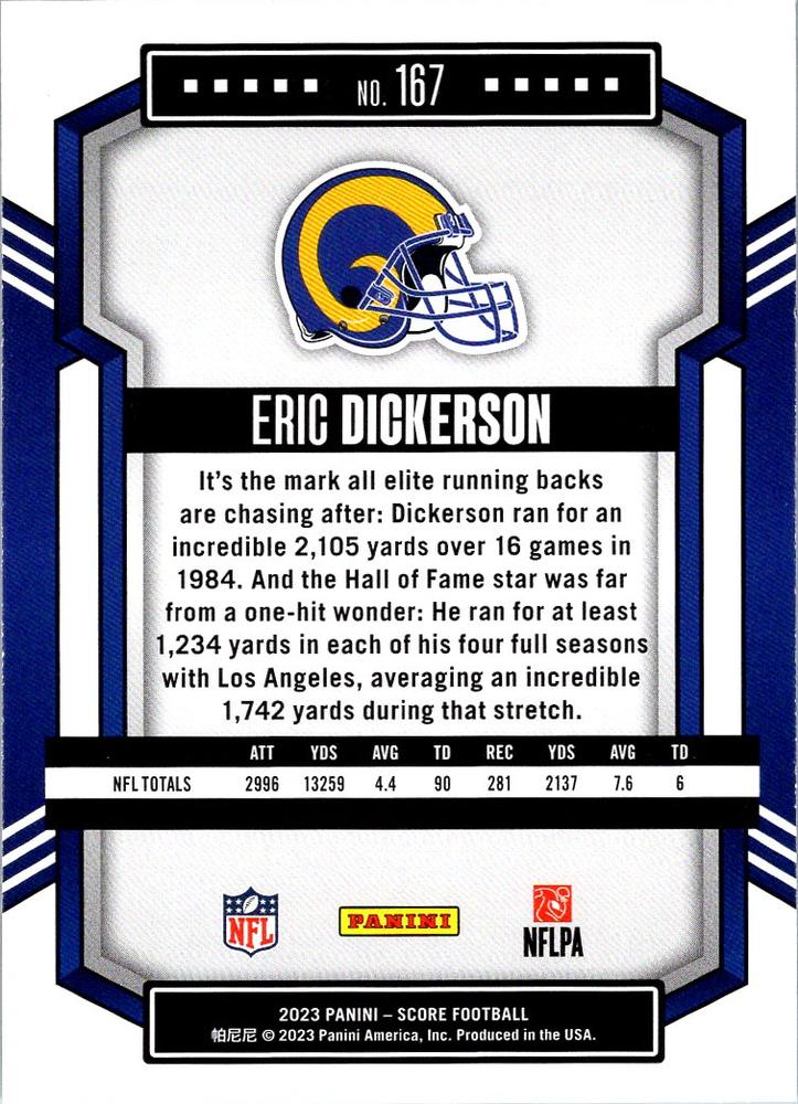 2023 Panini Score Football Eric Dickerson Los Angeles Rams #167