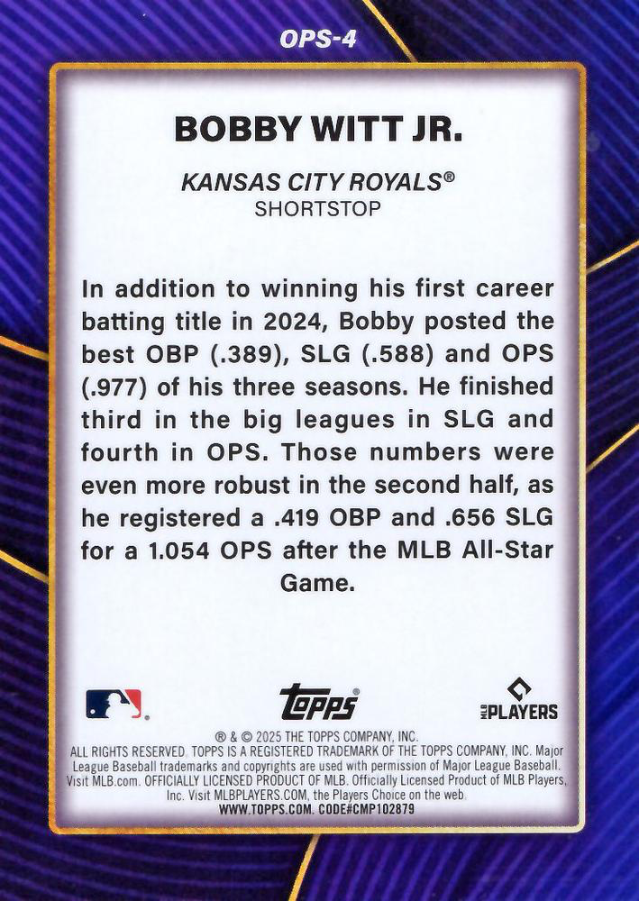 2025 Topps Series 1 OPS Leaders Bobby Witt Jr. #OPS-4 Kansas City Royals