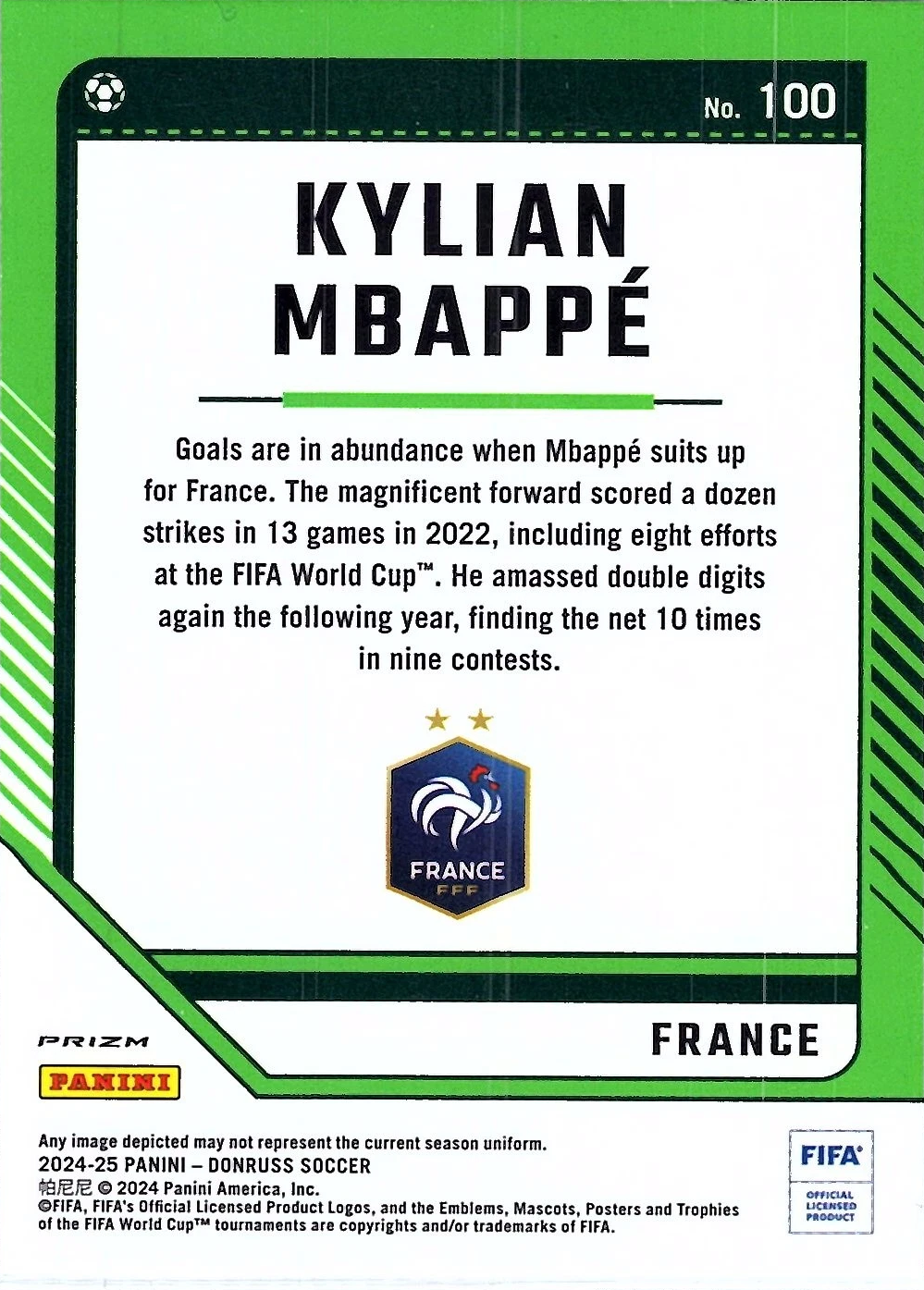 2024 Panini Donruss Optic Kylian Mbappe #100 France