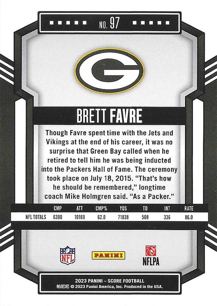 2023 Panini Score Football Brett Favre Green Bay Packers #97