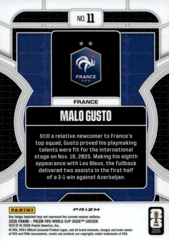2026 Panini Prizm FIFA World Cup Phenomenon Malo Gusto #11 France