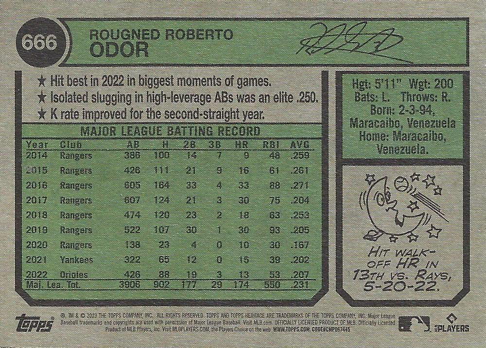 2023 Topps Heritage Rougned Odor San Diego Padres #666