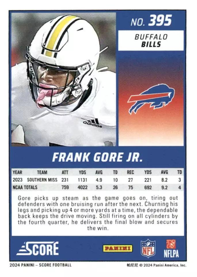 2024 Panini Score Football Frank Gore Jr. Buffalo Bills #395 RC