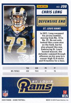 2025 Panini Score Chris Long #208 St. Louis Rams