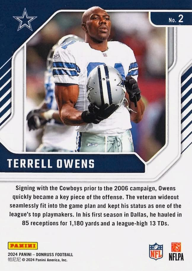 2024 Panini Donruss Legend Series Terrell Owens #2 Dallas Cowboys