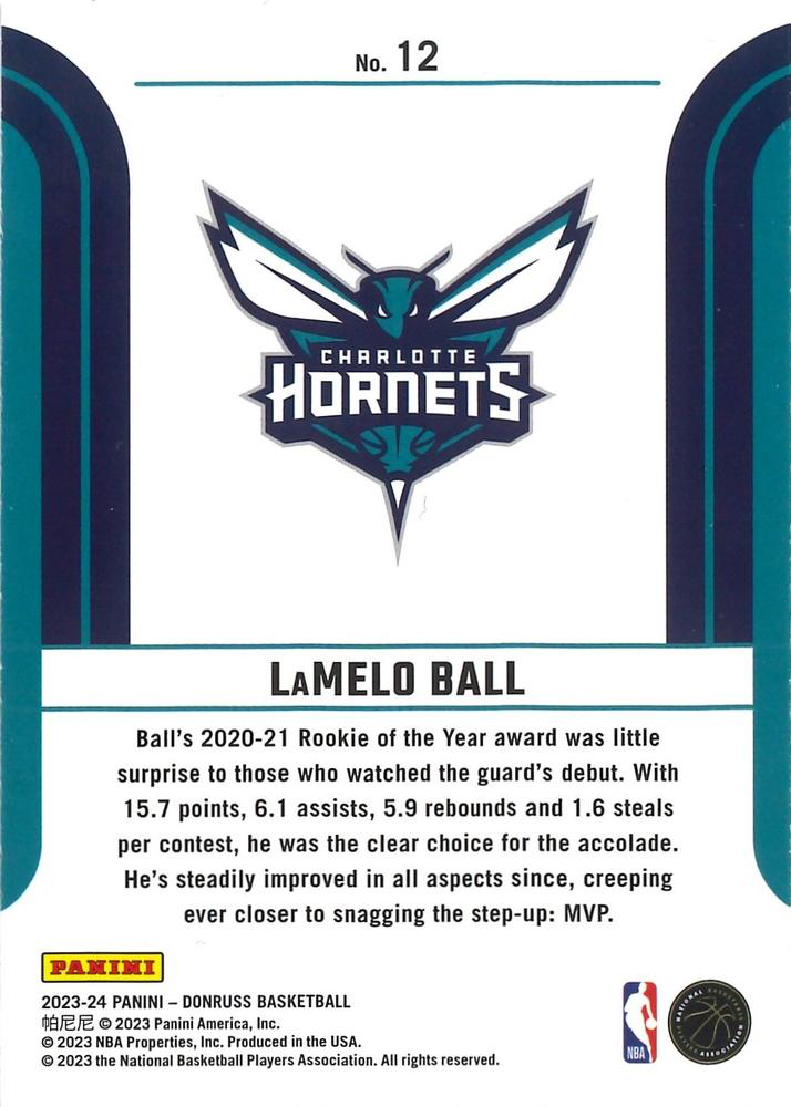 2023 Panini Donruss Franchise Features LaMelo Ball #12 Charlotte Hornets