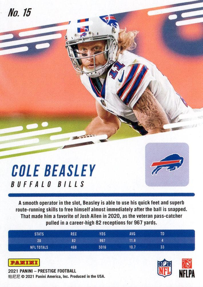 2021 Panini Prestige Cole Beasley #15 Buffalo Bills