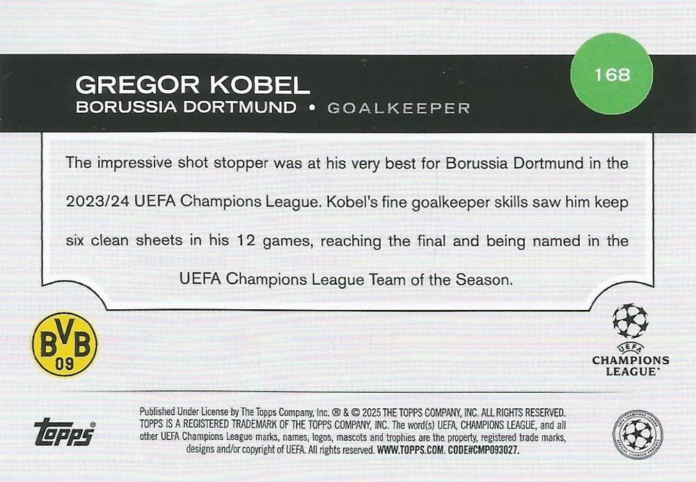 2024 Topps UCC Gregor Kobel #168 Borussia Dortmund