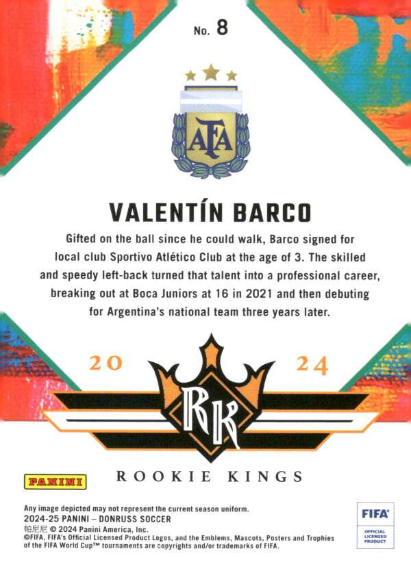 2024 Panini Donruss Rookie Kings Valentin Barco #8 Argentina
