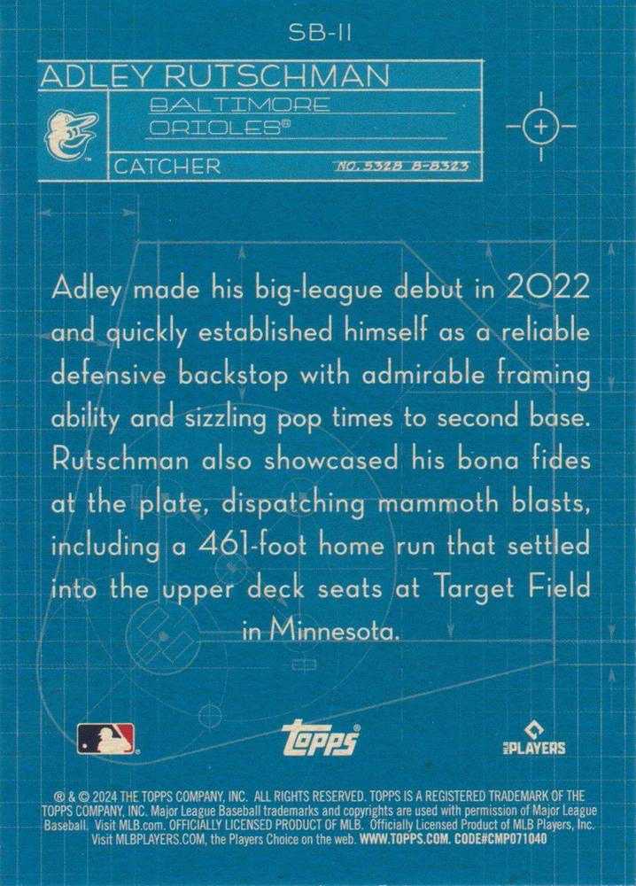 2024 Topps Series 1 Superstar Blueprint Adley Rutschman RC Baltimore Orioles #SB-11