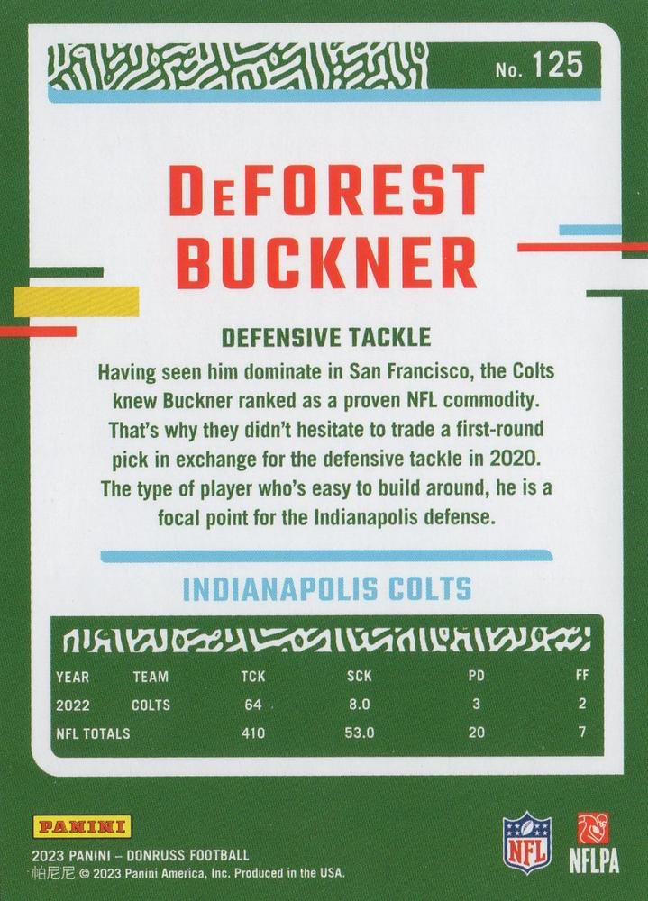 2023 Panini Donruss DeForest Buckner #125 Indianapolis Colts