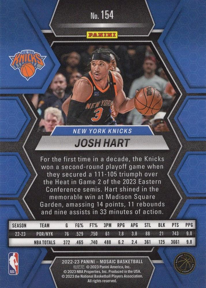 2022 Panini Mosaic Josh Hart #154 New York Knicks