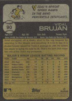 2022 Topps Heritage Vidal Brujan RC Tampa Bay Rays #90