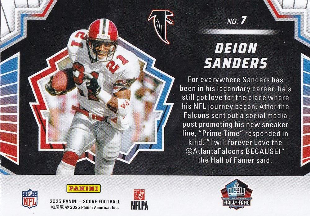 2025 Panini Score Men of Canton Deion Sanders #7 Atlanta Falcons