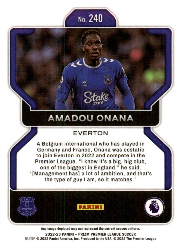 2022 Panini Prizm Premier League Amadou Onana RC #240 Everton