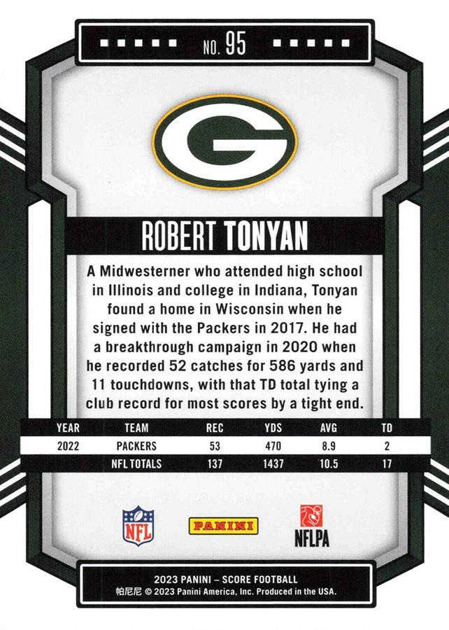 2023 Panini Score Football Robert Tonyan Green Bay Packers #95