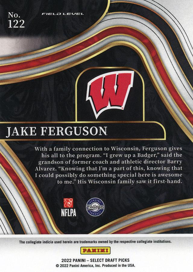 2022 Panini Select Draft Picks Blue Jake Ferguson #122 Wisconsin Badgers
