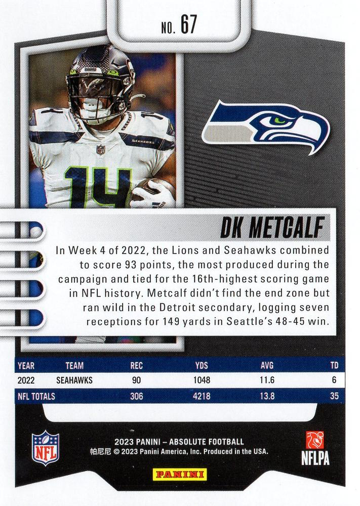 2023 Panini Absolute DK Metcalf #67 Seattle Seahawks
