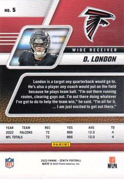 2023 Panini Zenith Drake London #5 Atlanta Falcons