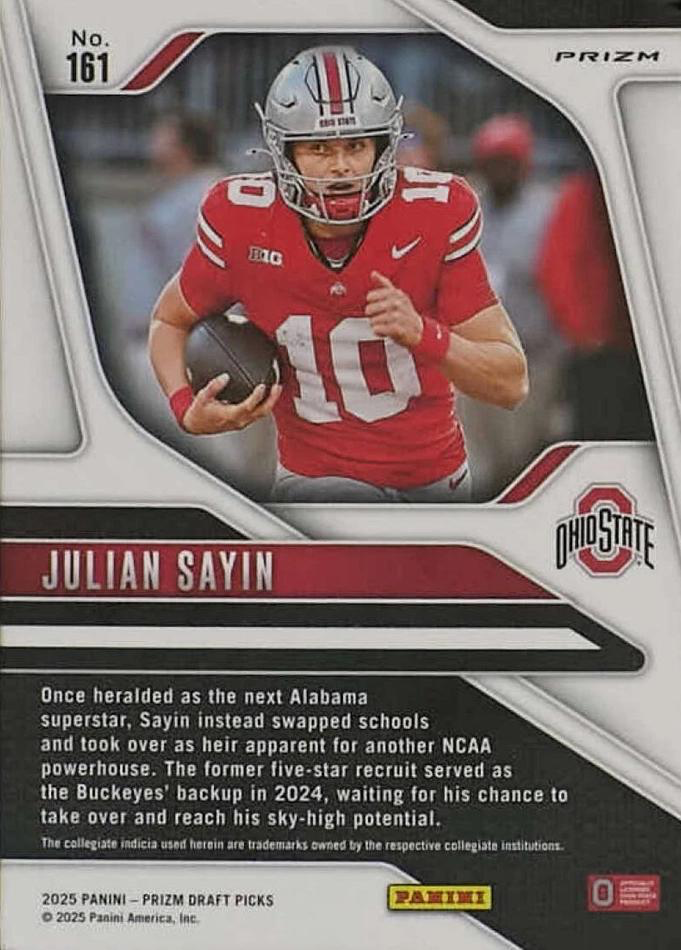 2025 Panini Prizm Draft Picks Julian Sayin #161 Ohio State Buckeyes