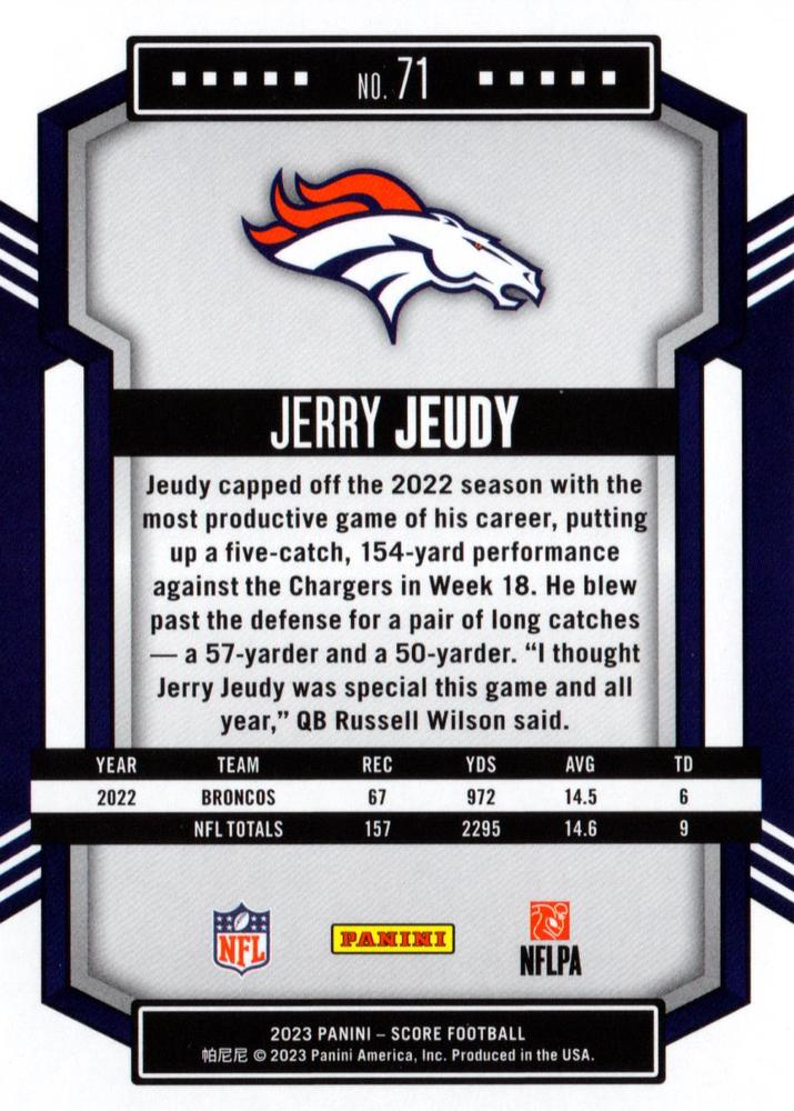 2023 Panini Score Football Jerry Jeudy Denver Broncos #71