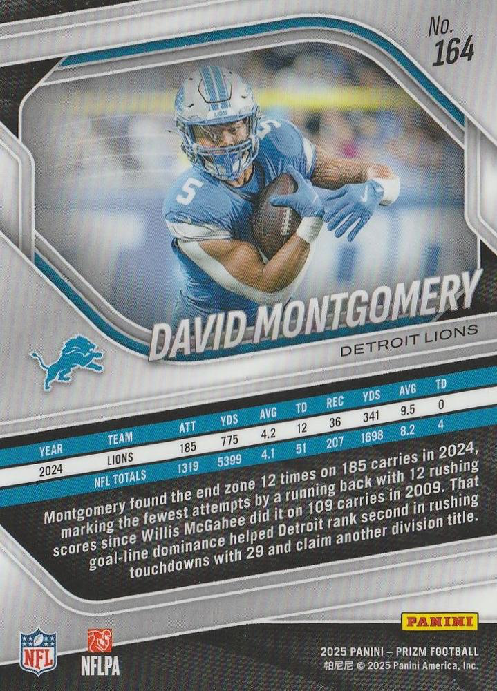 2025 Panini Prizm David Montgomery #164 Detroit Lions