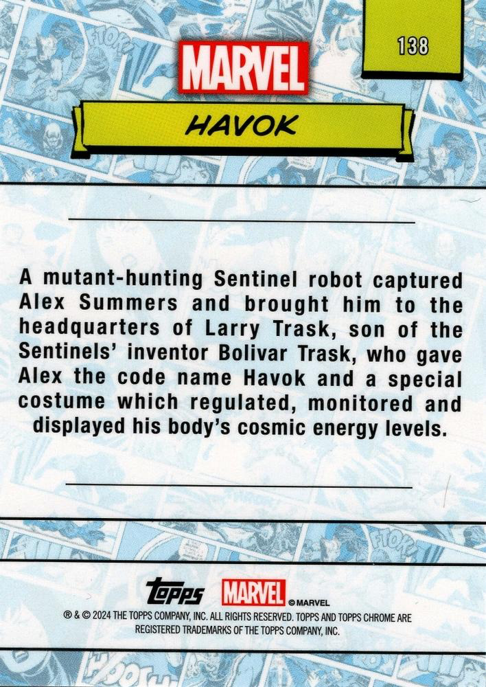 2024 Topps Chrome Marvel Havok #138
