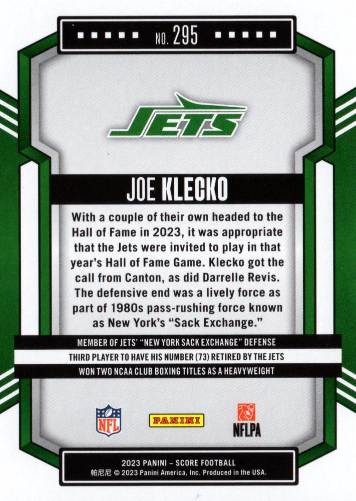 2023 Panini Score Football Joe Klecko New York Jets #295