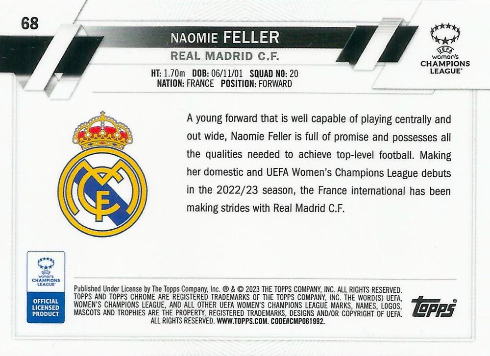 2022 Topps Chrome UCC Women's Naomie Feller RC #68 Real Madrid Femenino