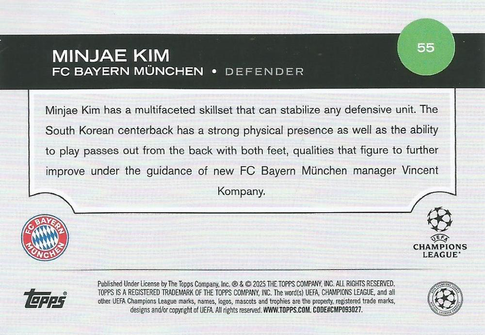 2024 Topps UCC Minjae Kim #55 FC Bayern Munchen