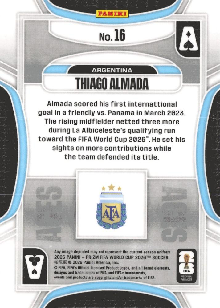 2026 Panini Prizm World Cup Aces Thiago Almada #16 Argentine